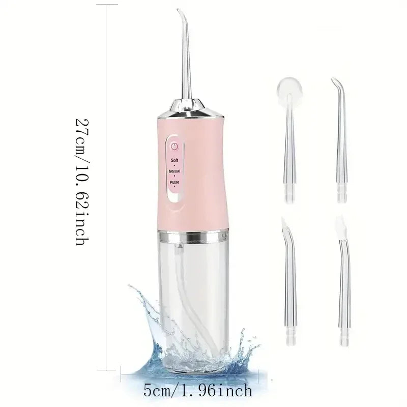 Portable Smart Electric Oral Irrigator Water Flosser 4 Jets 3 Modes Rechargeable